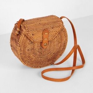Bali Ata Rattan Crossbody Bag • Handwoven • Boho Straw Bag